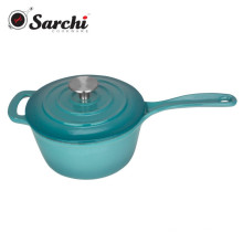 Cacerola azul graduada del hierro fundido 2.5Qt con la perilla de acero inoxidable